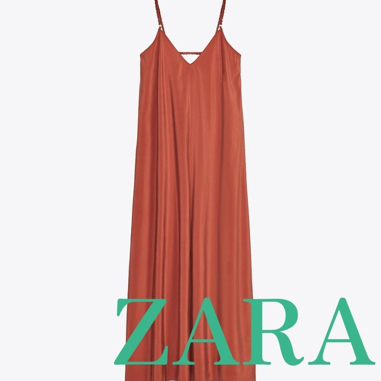 【ZARA】ストラップロングワンピース テラコッタ | 8372/093/658