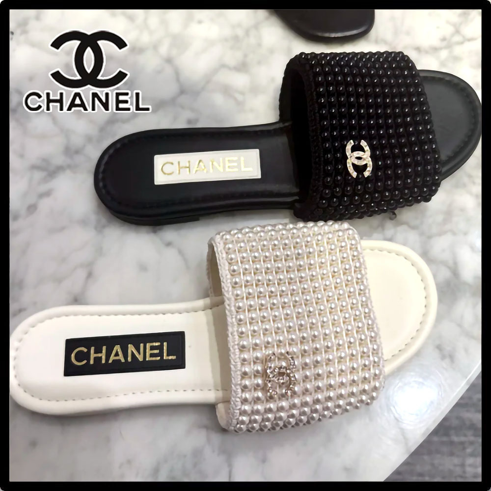 【上品☆】★CHANEL★パール ミュール フラットサンダル