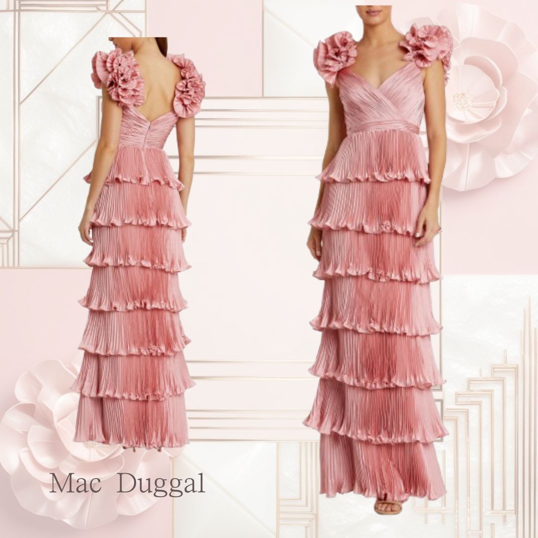 【Mac Duggal 】エレガント♪フリルストラップ付きドレス