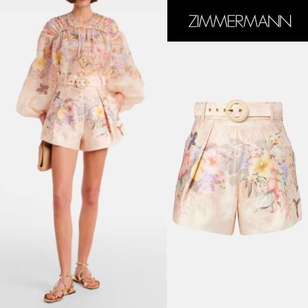 【Zimmermann】Illuminate floral high-rise shorts