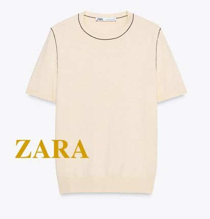 【ZARA】コットン＆リネンニットＴシャツ ベージュ 2893/428/710 06674422704-p.jpg?ts=