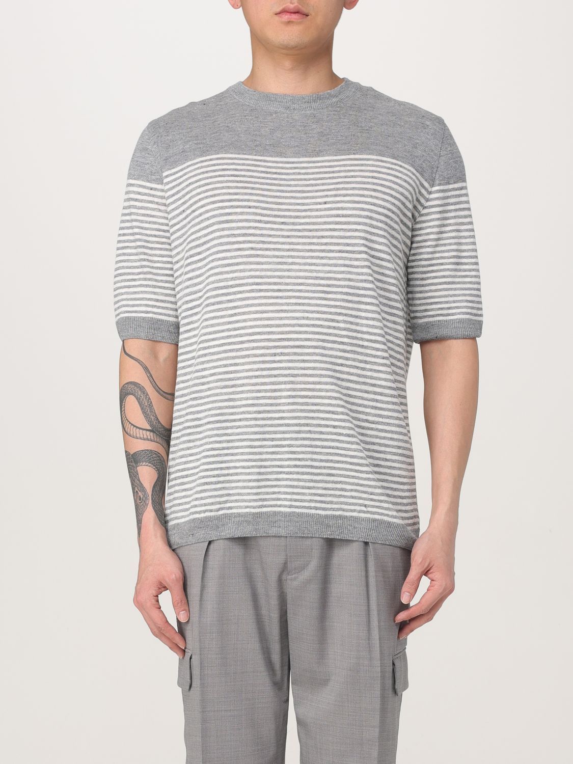 Tシャツ・カットソー LARDINI Men T-shirt Grey ESLTMC79ES64016 910BC