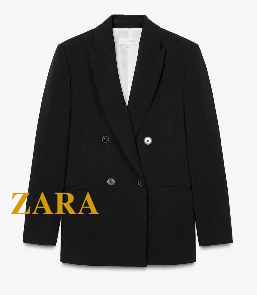 ☆ドイツ発*ZARA*新作*ショルダーパッドダブルブレザー/BLACK☆