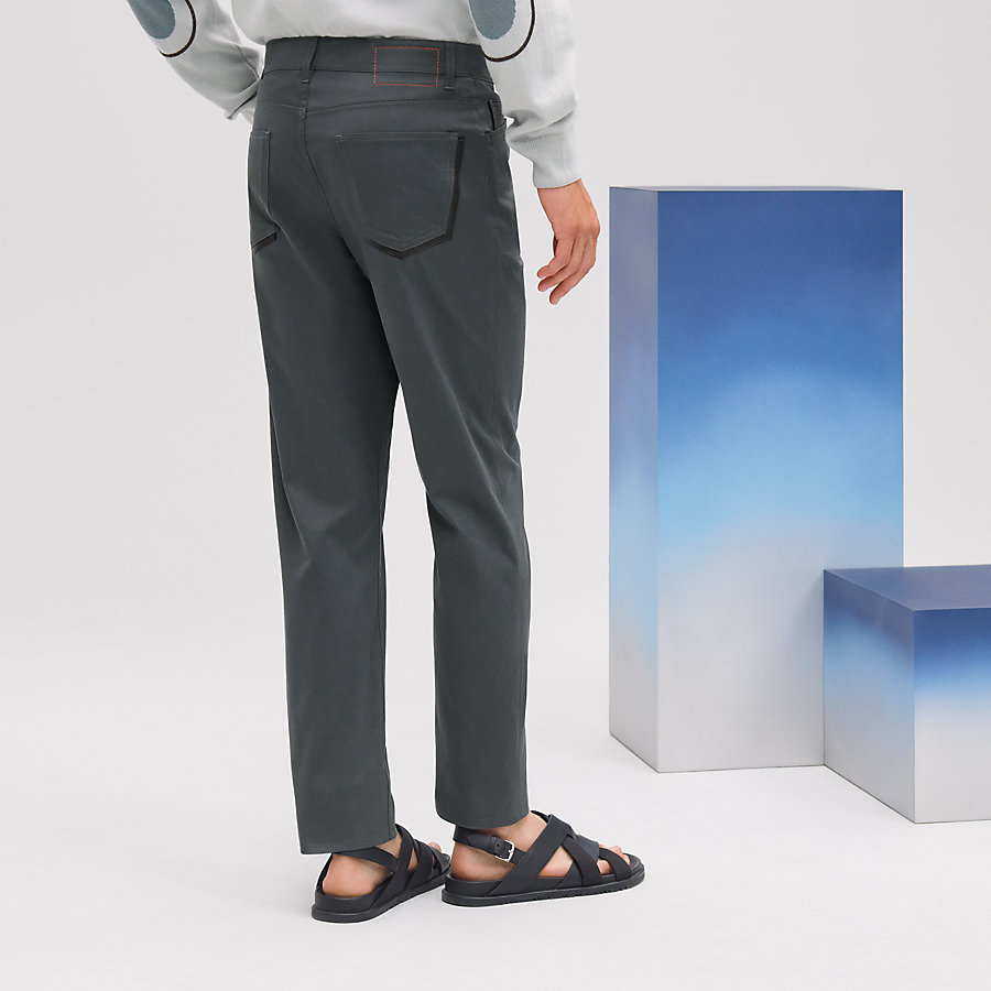 【HERMES】上質素材☆綺麗なレザーチケットポケット付きジーンズ ☆ポケットがオシャレ☆HERMES レザーチケットポケットジーンズ