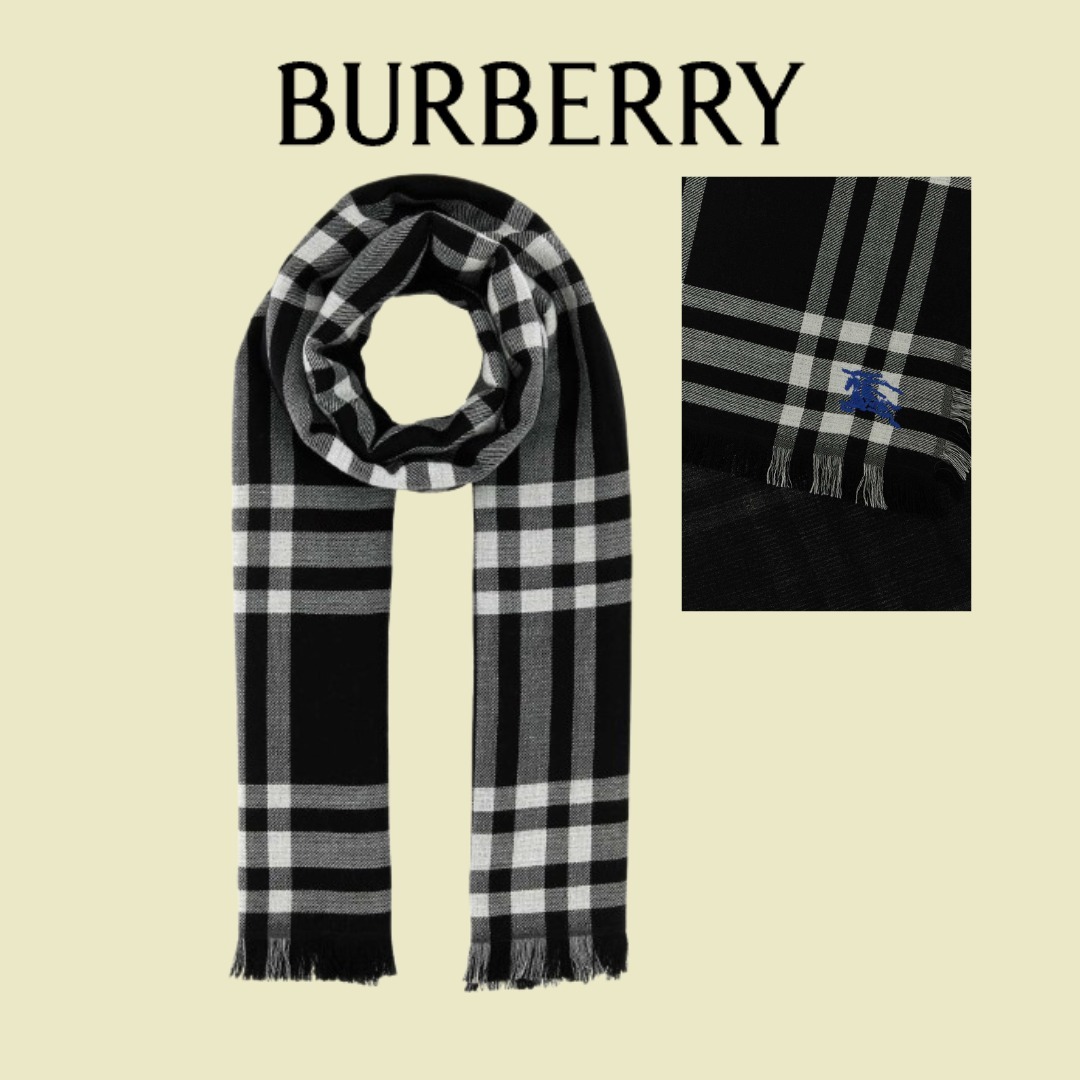 Burberry バーバリーチェックパターン フレイドエッジ スカーフ