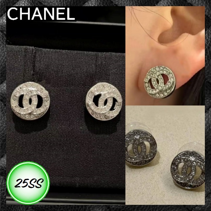 ☆上品な存在感☆ CHANEL キラキラ CCマーク ピアス シルバー