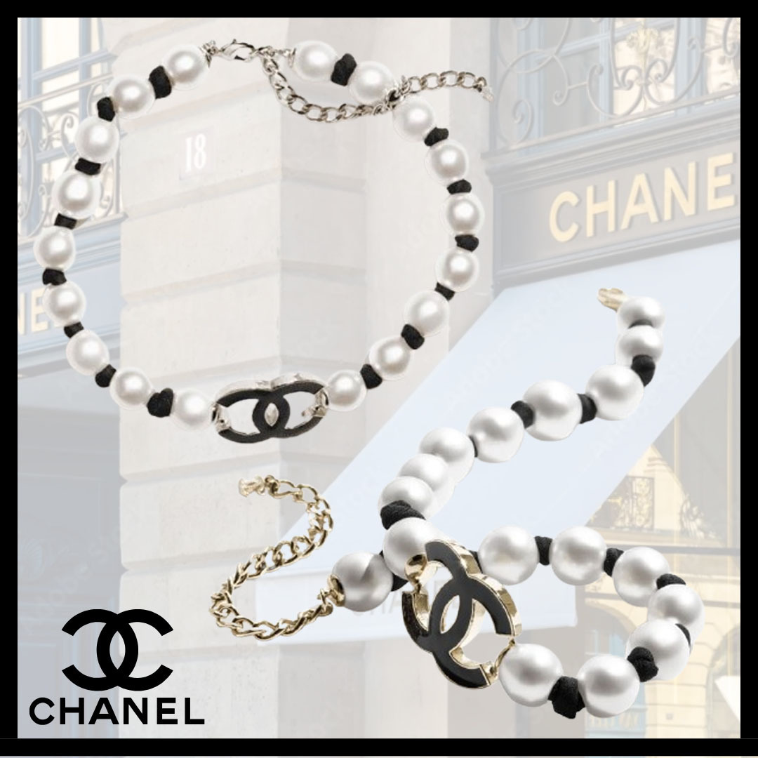 ◆パールとシルクが上品◆【CHANEL】 ネックレス CCロゴ
