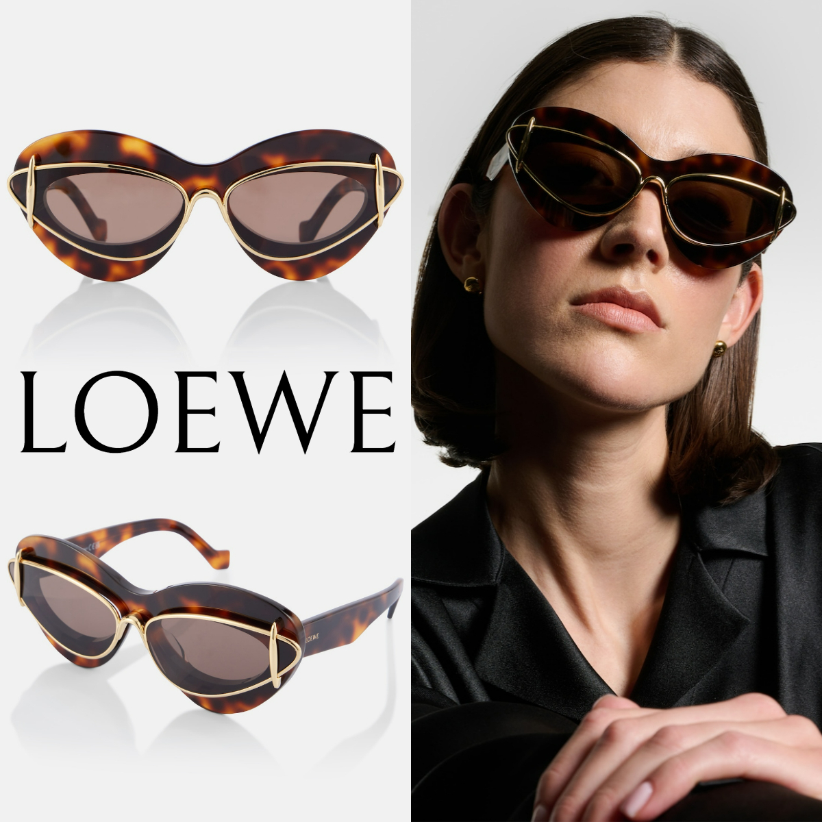*LOEWE*キャットアイサングラス シグネチャー ハバナ マーブル