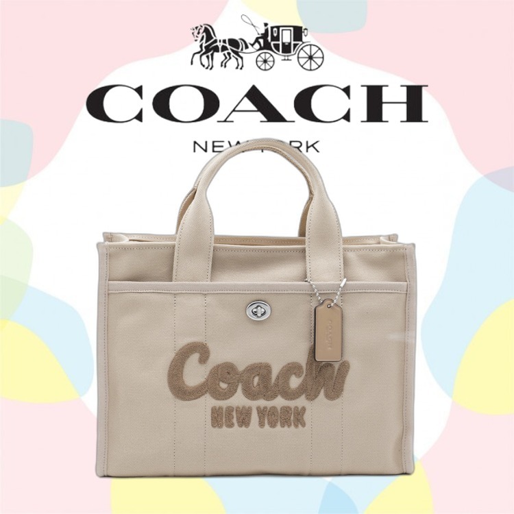 【COACH】 beige cotton totes （関税送料込）