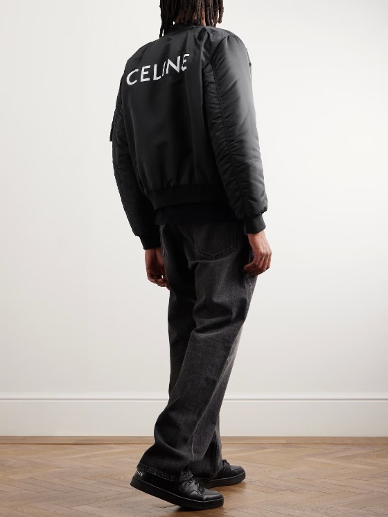 CELINE】シェル ボンバージャケット ロゴプリント チェーン付