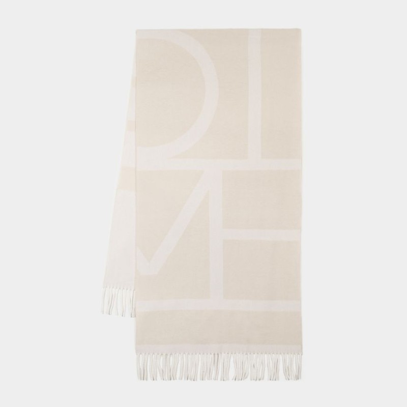 マフラー・ストール toteme Monogram Jacquard Scarf - Toteme - Wool - White