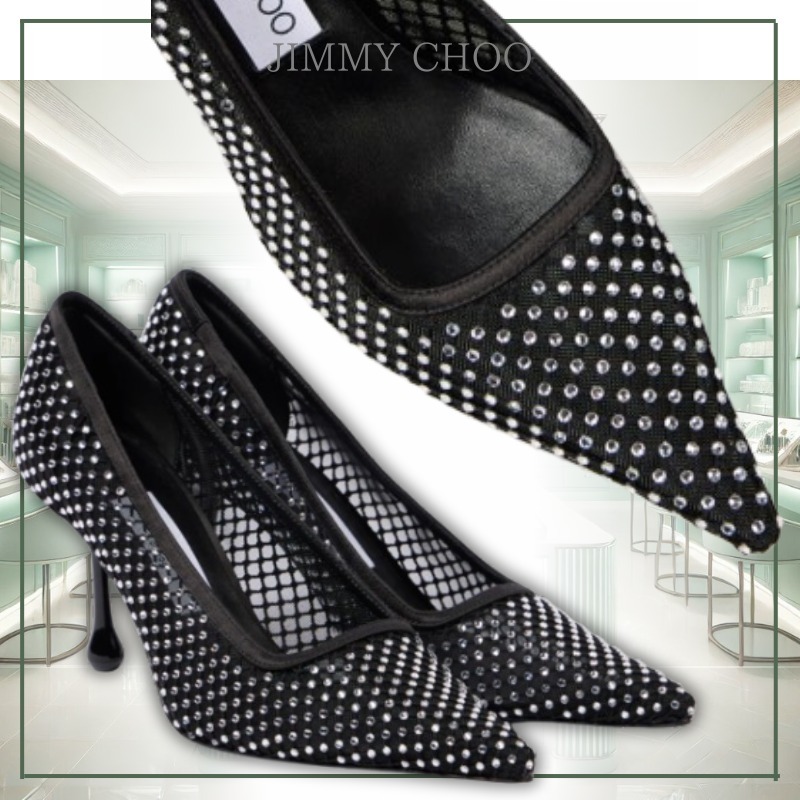 ■ Jimmy Choo ■Ixia 80 クリスタル メッシュパンプス