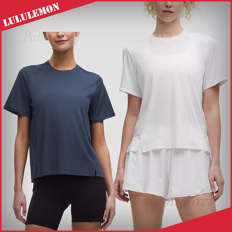 lululemon☆ 通気性の良いメッシュ地・半袖ランニングシャツ