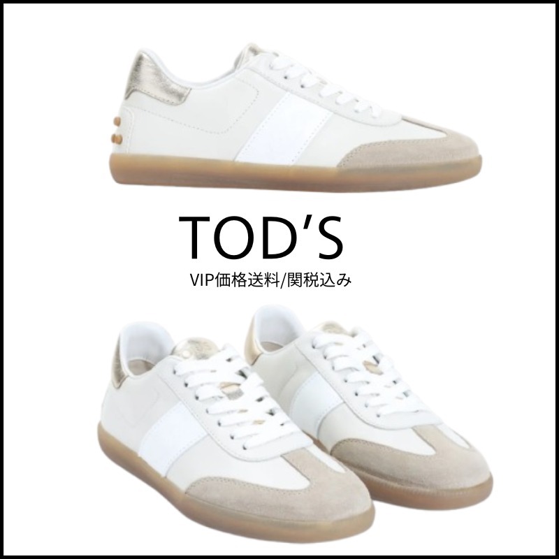 国内発送☆送料関税込【TOD'S】ホワイト レザー スニーカー