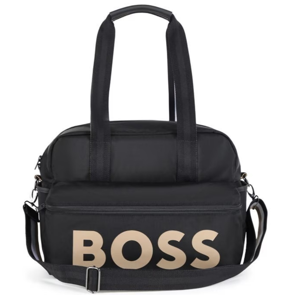 関税込HUGO BOSS 2WAYロゴ マザーズバッグ おむつ替えシート付黒 兼用【HUGO BOSS】ロゴ おむつ替えシート マザーズ バッグ 2WAY