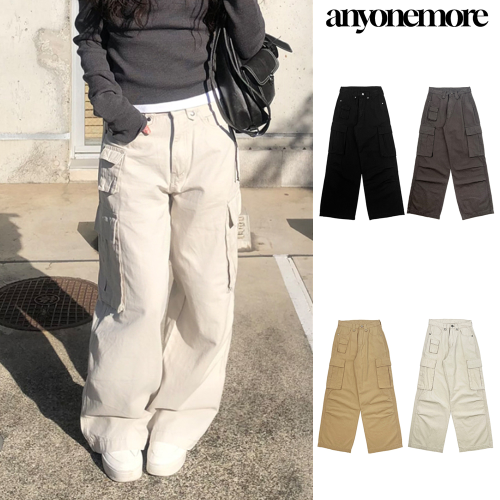 【Anyone more】Beto Pocket Cargo Wide Cotton Pants