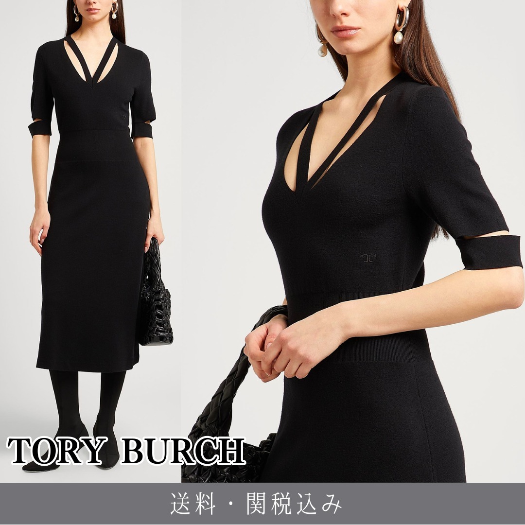 TORY BURCH ロゴ フレアワンピース 送料関税込み