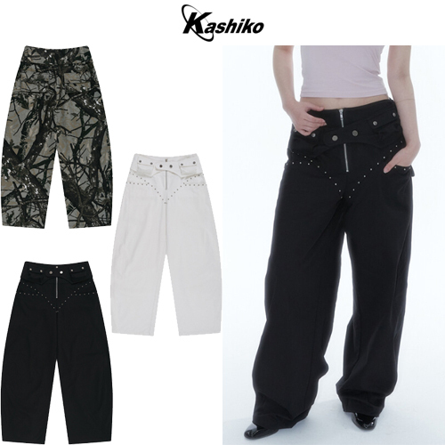 ★2025SS新作★KASHIKO★Belt Rivet Oval Pants
