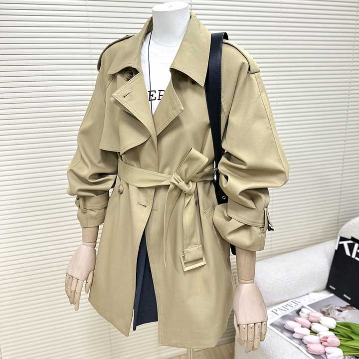トレンチコート ショート ミドル レディース アウター 春 ダブル