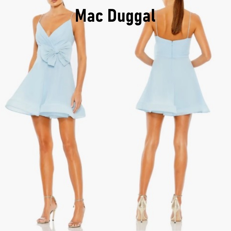 Mac Duggal☆フェイクラップ ボウディテール ゆったりミニドレス