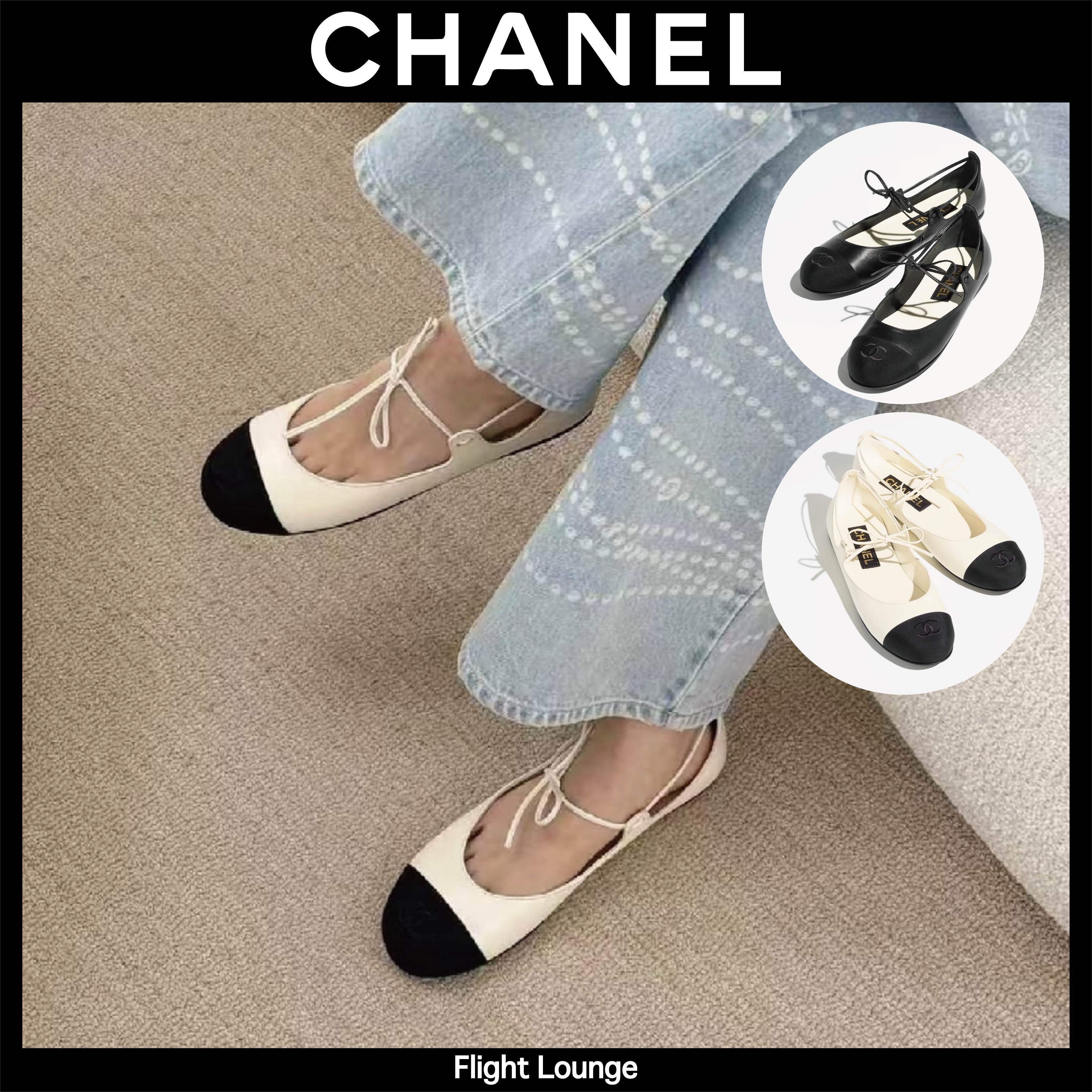 紐リボンがキュート CHANEL フラットシューズ メリージェーン 25