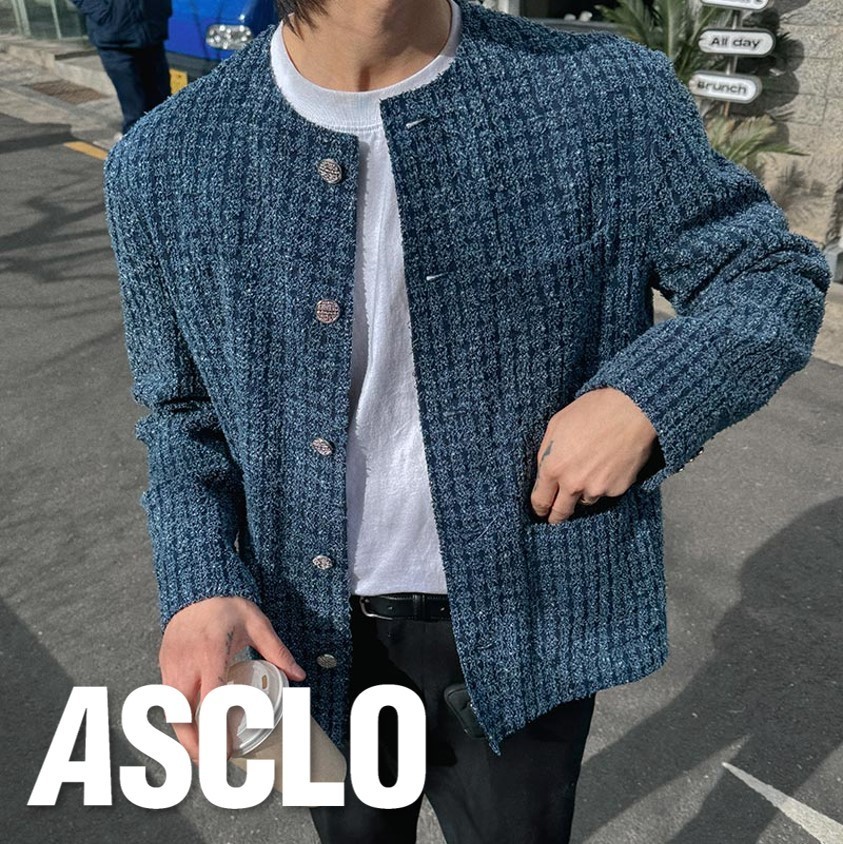 ジャケットその他 ASCLO Denim Tweed No Collar Jacket (2color)