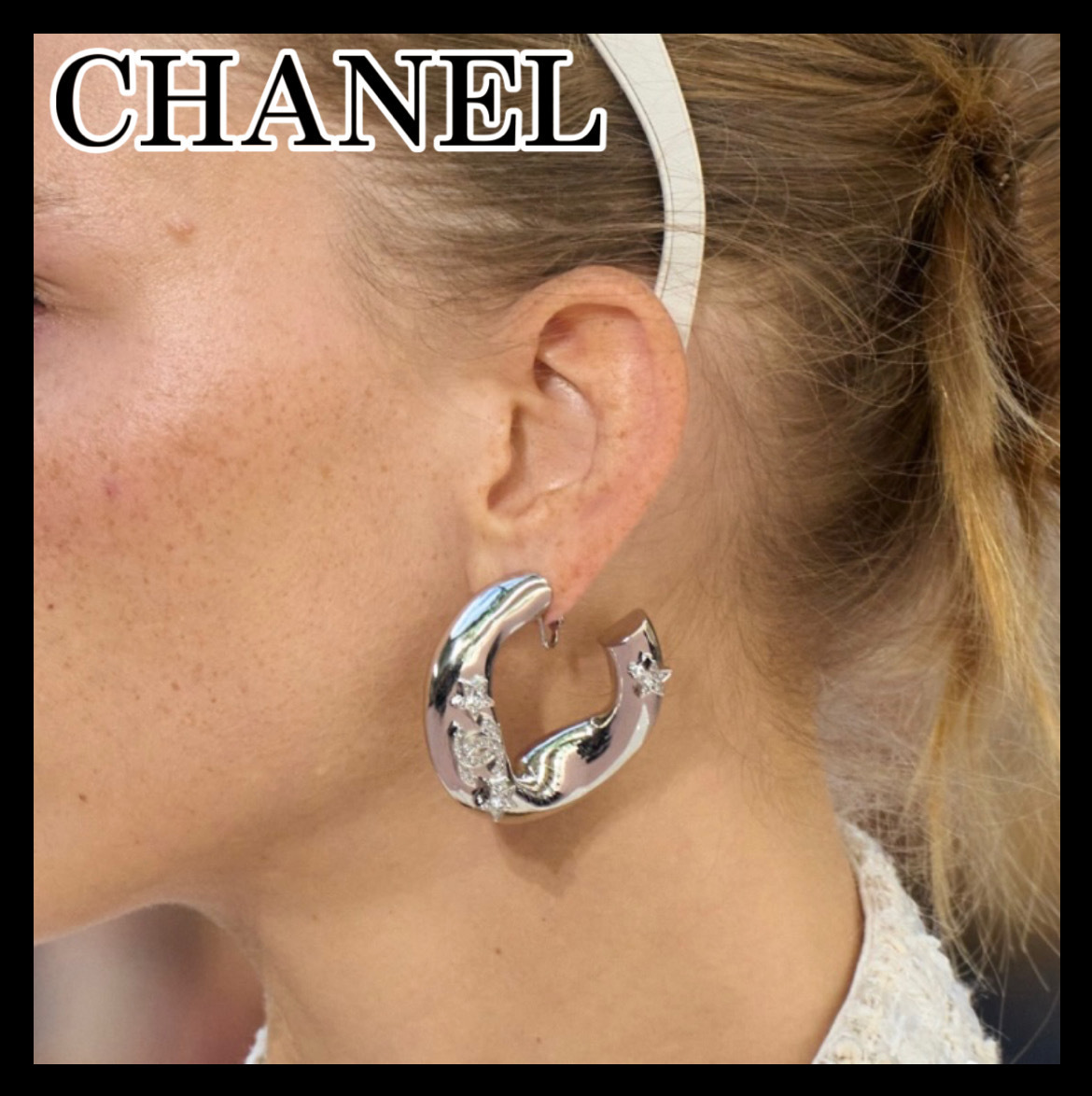 トレンド感♪ 国内発送 25S【CHANEL】大きめフープ イヤリング 上品な存在感溢れる♪》25S限定☆CHANEL フープイヤリング