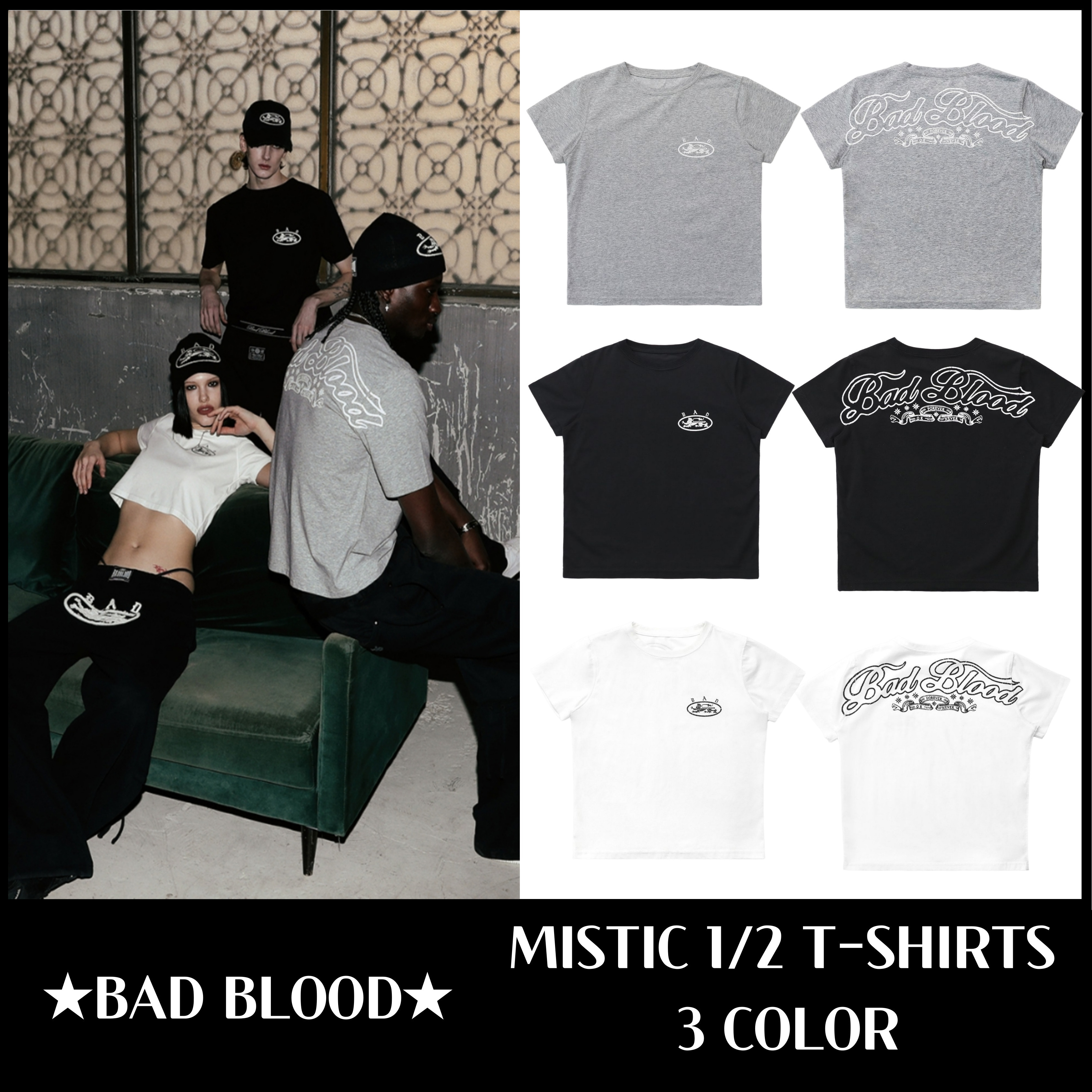 ★BAD BLOOD★ MISTIC 1/2 T-SHIRTS 3COLOR