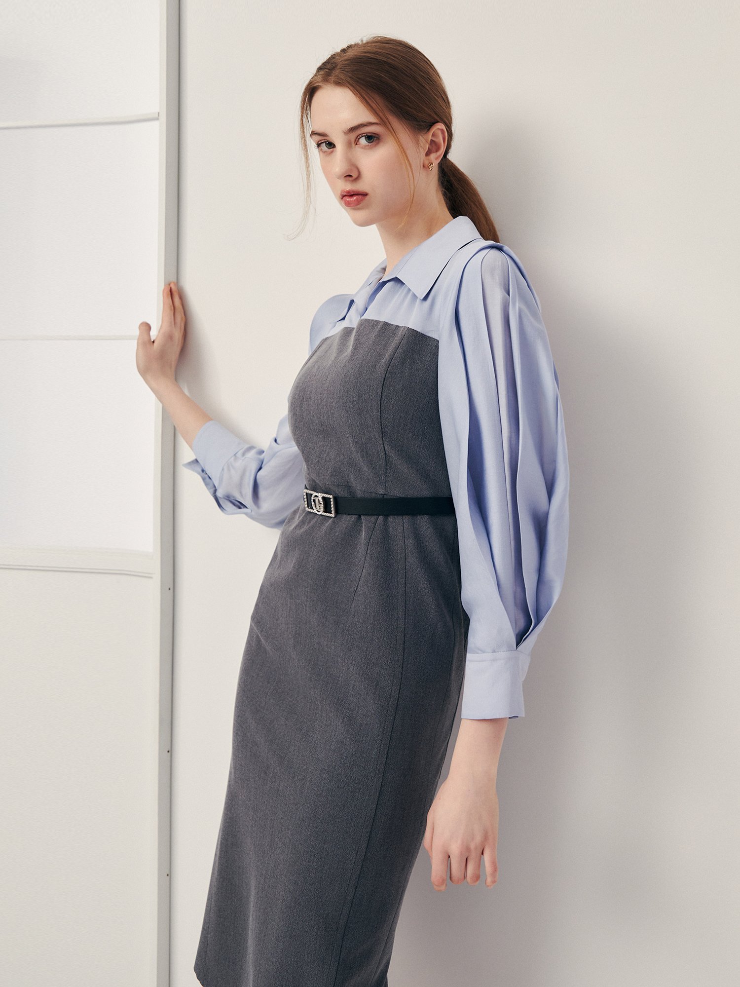 【JJ JIGOTT】♡配色 パフ ビスチェ Hライン ワンピース □JJ JIGOTT(JJジゴット)Floral Puff Ribbon H-Line Dress (JJ