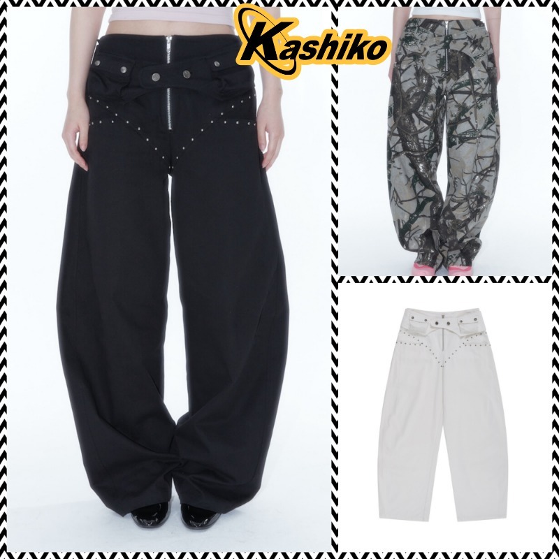 ●Kashiko● 25SS Belt Rivet Oval Pants