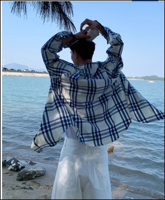 ゆったりシルエット メンズ チェックシャツ 長袖