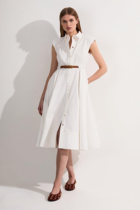 ★Karen Millen テイラードベルトｘシャツフレア 上質ワンピ★