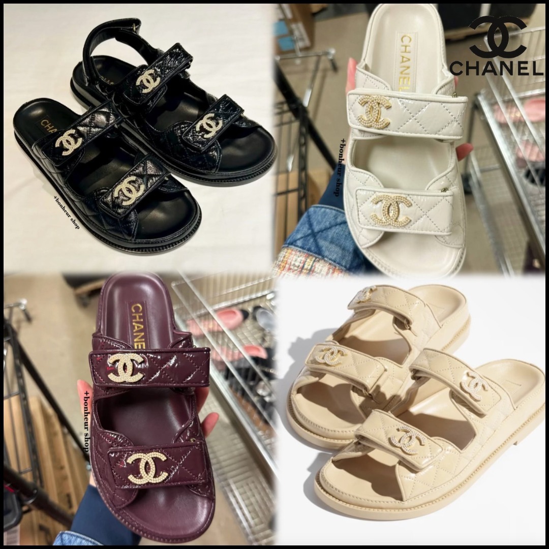 【パールロゴが上品で大人可愛い♡】CHANEL サンダル