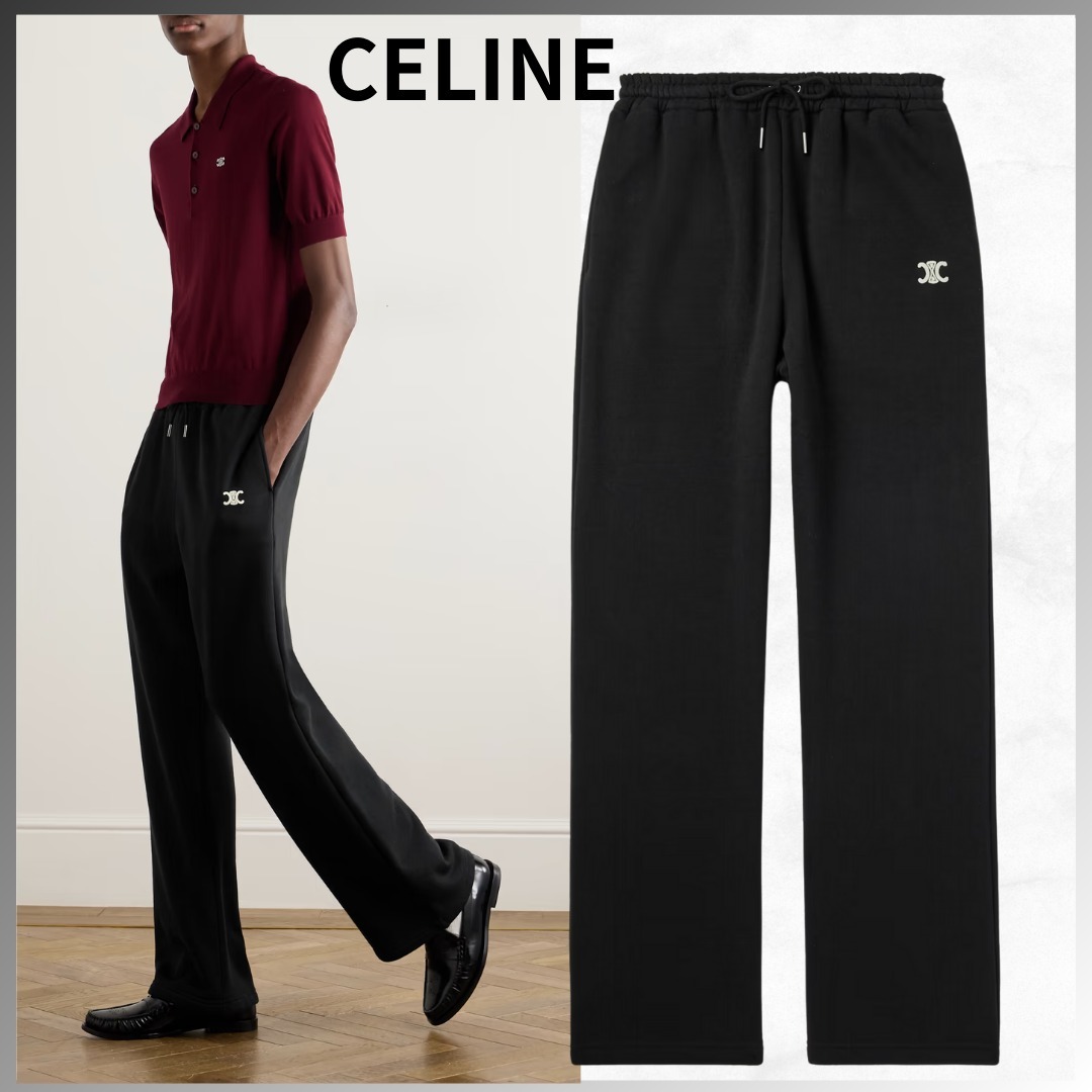 CELINE セリーヌ ストレートスウェットパンツ ロゴ刺繍入り