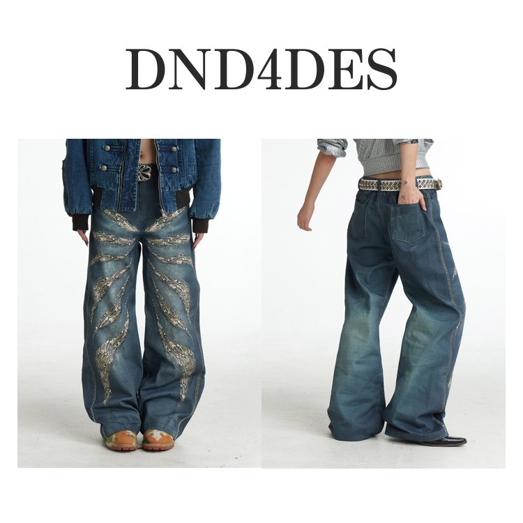 送料関税込 【DND4DES】 3D Printed Wide-Leg Jeans