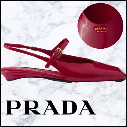 レッド（赤）系 24.5cm PRADA(プラダ) フラットシューズ