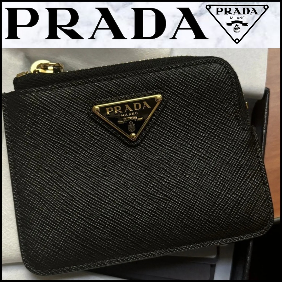 PRADA プラダ 新作 財布 ブラック ロゴ コインケース 1MB047QHH