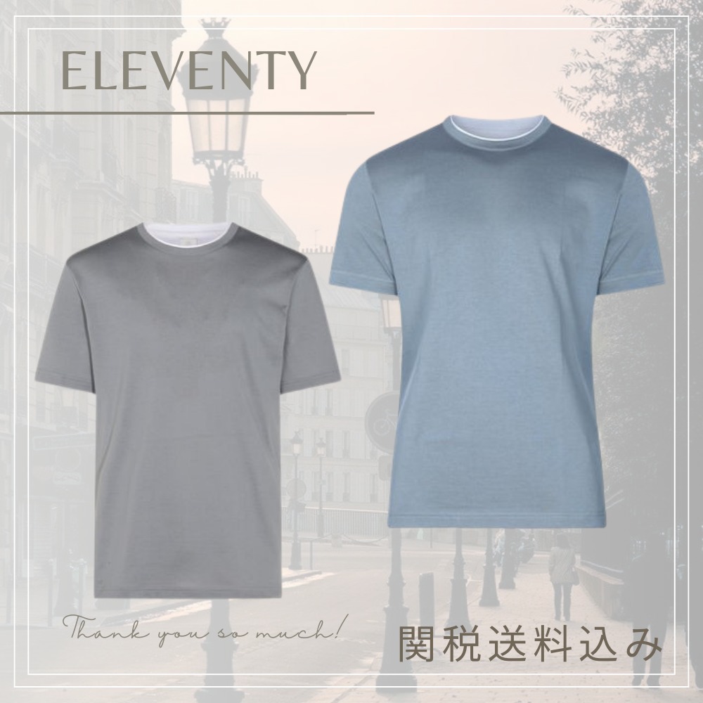 [ELEVENTY] コットン Tシャツ ブルー グレー