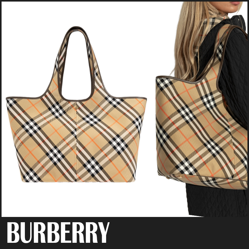 ☆送料関税込☆Burberry チェック コットン トートバッグ☆