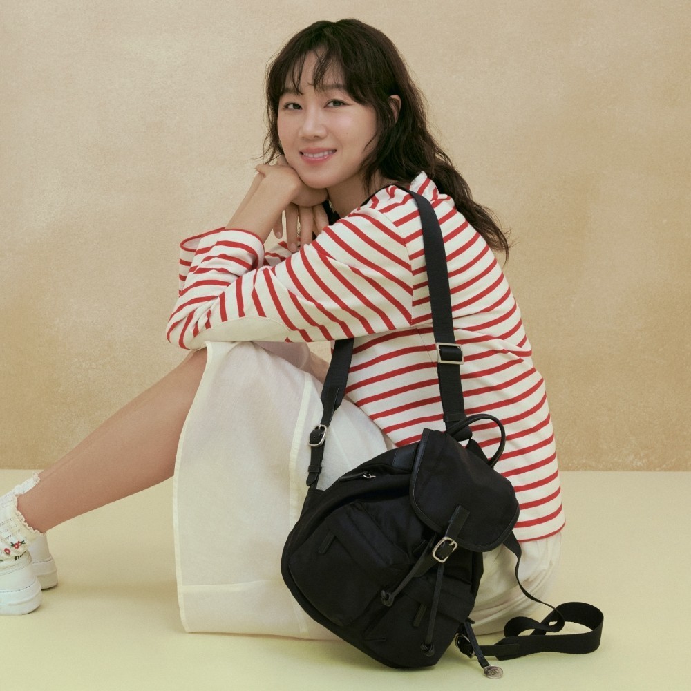★depound★ double pocket nylon backpack black (S)