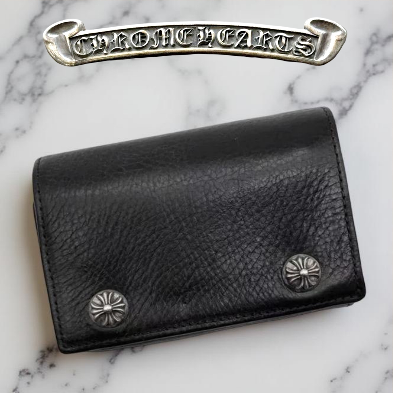 †Chrome Hearts†希少†クロスパッチ レザー ウォレット