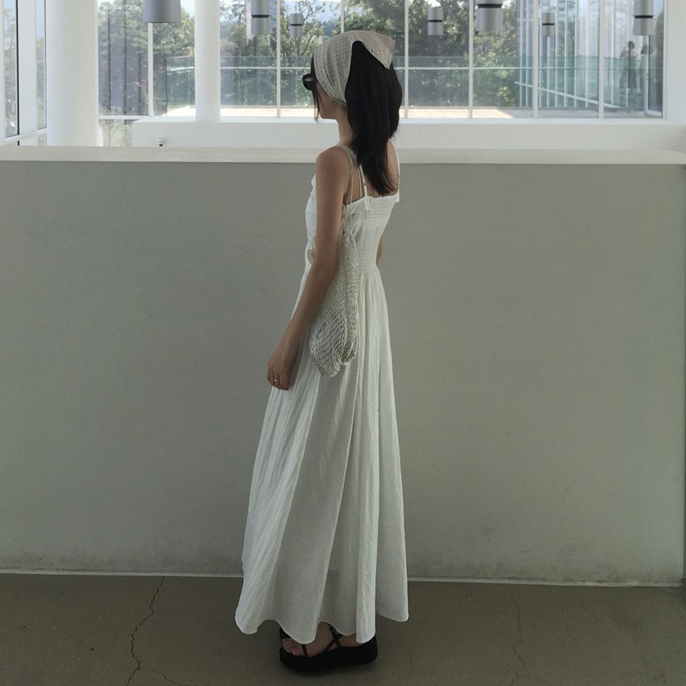 ★ADAUL★ Jelli shirring choker long dress white