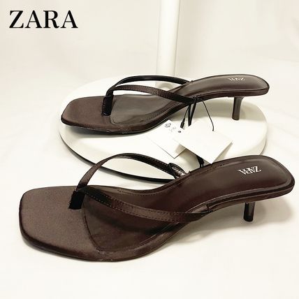 ZARA - 37 ZARAザラ リアルレザーミュール メタリックブラウン