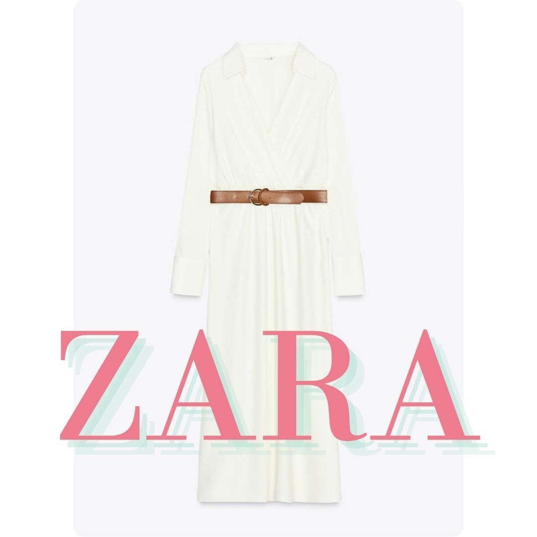 ZARA ベルト付きサテンワンピース 2298/053