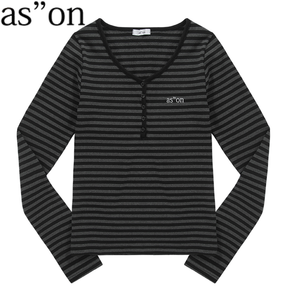 ★as''on★ELLEN STRIPE TEE / BLACK★正規品/韓国送料込