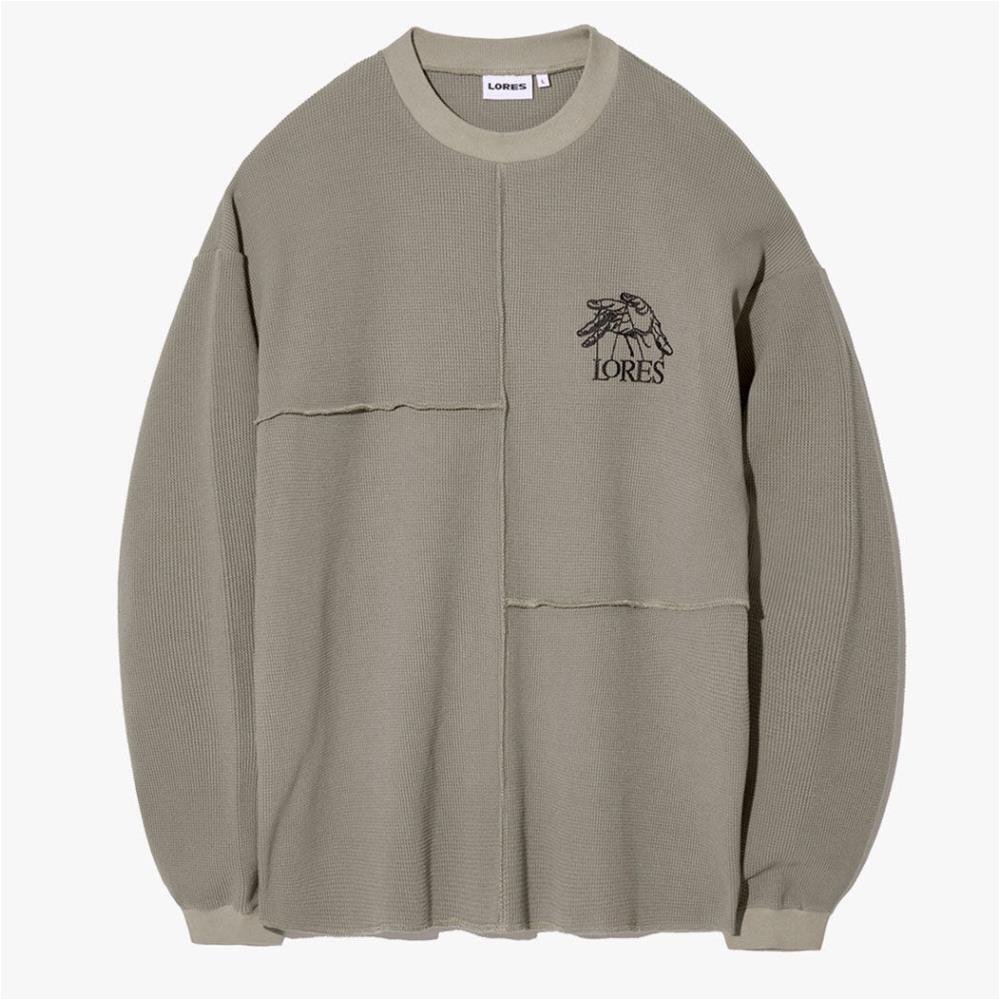 ★LORES★ Puppet Waffle L/S Tee Ash Green