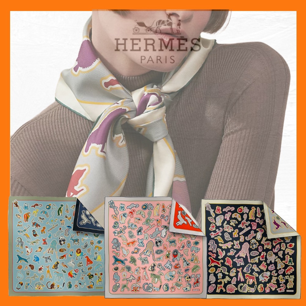 両面デザイン HERMES Carre 90 Caracteristick スカーフ