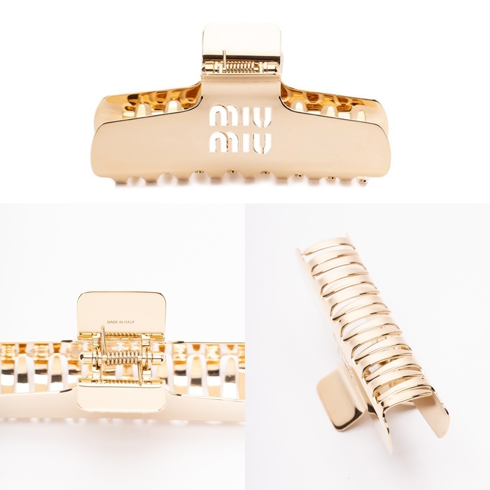 関税込 MiuMiu ミュウミュウ ロゴ バンスクリップ ヘアクリップ