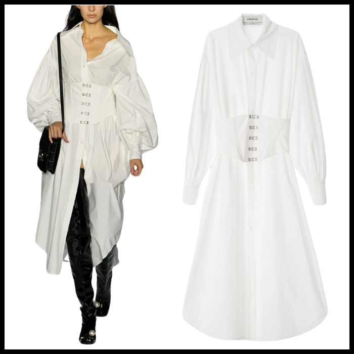 ☆CORSET LAYERED COTTON MAXI SHIRT DRESS/KIMHEKIM☆