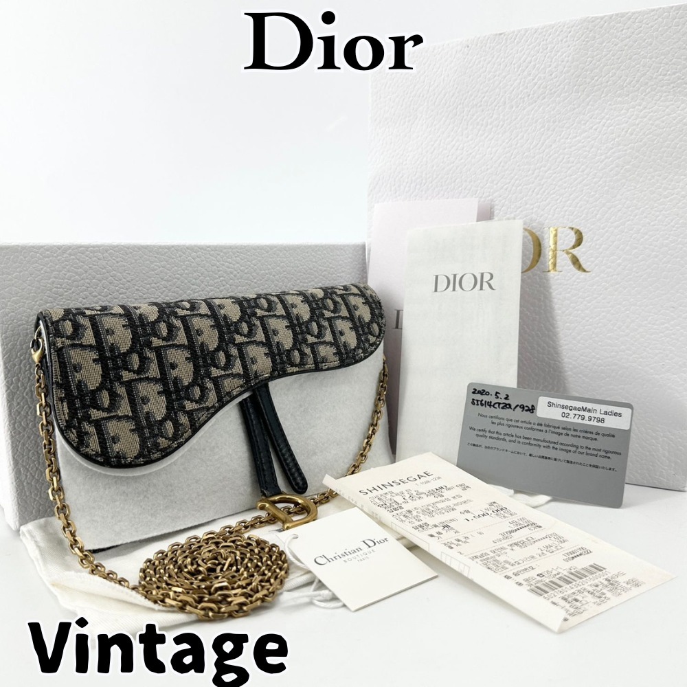 【ヴィンテージ】Rank:B☆Dior オブリック WOC チェーン バッグ